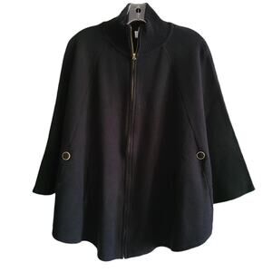 BIG BUDDHA‎ Women's Black Acrylic Sweater Cape Cardigan Zip Front Up Black S/M